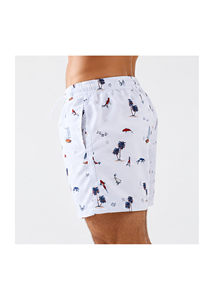 <b>Men's</b> Swim Shorts White Nautical Print Quick Dry Beach <b>Trunks</b> with Drawstring Waist Casual Summer Swimwear <b>for</b> <b>Men</b> - Product Image 2