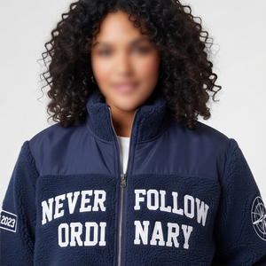 Plus Size Sherpa Fleece <b>Jacket</b> Women's Custom Embroidery Patches Sherpa <b>Jackets</b> Ladies Winter Warm Up Sherpa Fleece <b>Jackets</b> - Product Image 4