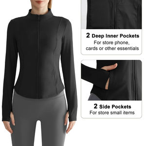Thick Yoga <b>Jacket</b> For Women's Gym Fitness Wear <b>Workout</b> Top Long Sleeve Stand Collar Sports <b>Jackets</b> Full Zipper Yoga <b>Jacket</b> Women - Product Image 3