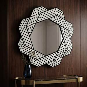 Cadre de miroir décoratif personnalisé de haute qualité, luxueux, artisanal, en bois naturel avec incrustations de nacre, pour la décoration, en provenance d'Inde. - Product Image 2