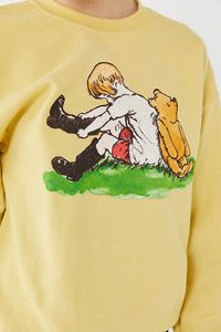 Sweat-shirt jaune à col rond pour femme avec imprimé de personnage, en coton, décontracté, à manches longues, pour l'automne - Product Image 3