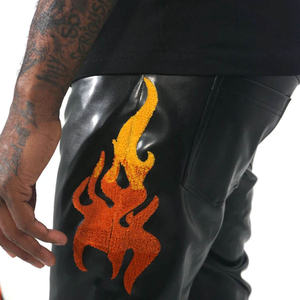 Pantalon Homme en Cuir de Vachette Coupe Droite Taille Moyenne Décontracté Léger Imperméable Automne Hiver Vêtement Tendance Fermeture Éclair Vente en Gros - Product Image 5