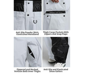 Pantalon de ski pour homme, coupe ample, jambes larges, fermeture éclair, pour sports d'hiver en plein air - Product Image 3