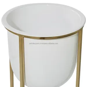 Macetero de Piso de Vidrio Esmerilado con Patrón Cuadrado Moderno, Hecho a Mano, Ecológico, con Detalles en Dorado, 14L, Fabricado por Zahid Exports India - Product Image 5