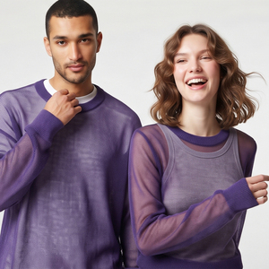 Sexy Transparent Sweatshirt 100% Polyester Sheer <b>Mesh</b> Fashion Shirt Long Sleeve Crewneck Night Clubwear Sexy See Through <b>Tops</b> - Product Image 4