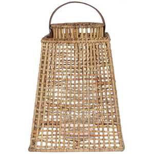 Lanterne à bougie en rotin tressé, lampe décorative chaude pour jardin avec poignée, style rotin solaire suspendu pour extérieur - Product Image 4