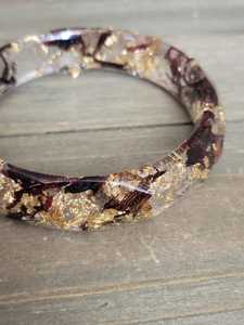 Black <b>Ruby</b> Hibiscus Gold Flake Resin Bangle Real Gold Flake Jewelry Resin <b>Bracelet</b> Bangle Gold <b>Bracelet</b> Resin Bangle - Product Image 2