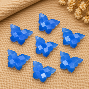Cuentas de Calcedonia Azul en Forma de Mariposa de 14x10mm, Facetadas, para la Fabricación de Joyería, Cuentas Sueltas al por Mayor, Joyería Hecha a Mano - Product Image 5