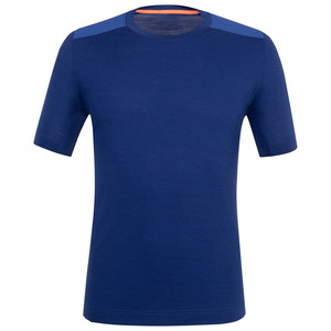 เสื้อยืดคอกลมแขนสั้นผู้ชาย สีพื้น แห้งเร็ว ทรงเข้ารูป ผ้าถักโพลีเอสเตอร์ สีน้ำเงินลำลอง - Product Image 1