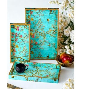 Top Leading Designed Serving Decor Rectangle Serving Trays with Simple Floral <b>Sticker</b> Design for Dinning Table Home and Office - Product Image 5