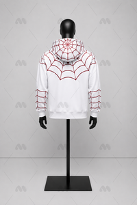 เสื้อฮู้ดซิปผู้ชายสีขาวลายสัตว์ ทรงหลวม สวมใส่สบาย ระบายอากาศได้ดี ผลิตจากผ้าถักโพลีเอสเตอร์ 100%  โลโก้ด้านหน้า เหมาะสำหรับฤดูใบไม้ร่วง - Product Image 3