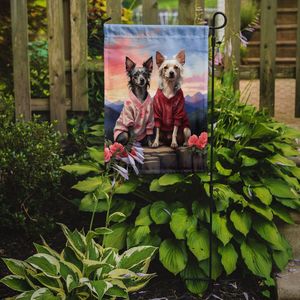 Chino Crestado Dos Corazones Multicolor Jardín Bandera Buzón Decorativo Patio Bandera Banner para Patio Arte Jardín Tamaño para Flor - Product Image 2