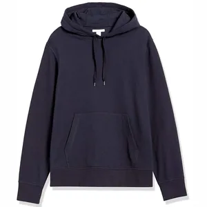 Men's Navy Hooded Sweatshirt Regular Fit Solid <b>Colour</b> Casual French Terry Hoodie With Front Pocket Autumn Wear 2027 - Product Image 1