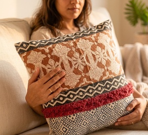 Funda de Cojín de Algodón con Estampado Geométrico Cuadrado Índigo, Moderna y de Primera Calidad, para Decoración del Hogar, Sala de Estar y Dormitorio - Product Image 2