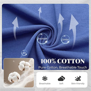 Blue Long Sleeve <b>Pajamas</b> <b>Set</b> Solid Color Cotton Knitted Casual Sleepwear with Pocket Autumn Wear - Product Image 4