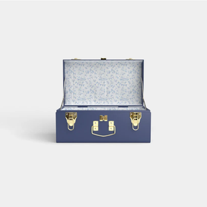 Classic <b>Blue</b> Metal Jewelry <b>Box</b> <b>storage</b> trunk <b>box</b> with Gold Hardware <b>Storage</b> Case for Wardrobe Use household usage home decor - Product Image 1
