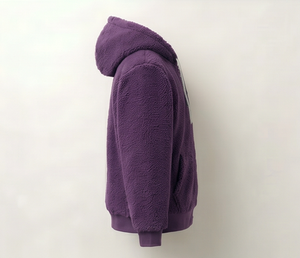 Chaqueta Deportiva de Forro Polar Morado, Cierre de Cremallera, Cuello Alto, Ropa Casual de Invierno, Forro de Algodón Grueso, Corte Regular, Unisex - Product Image 5