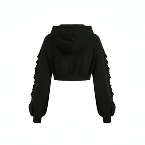 เสื้อฮู้ดสตรีทแวร์แบบซิปสำหรับฤดูหนาวรุ่นใหม่สำหรับผู้หญิง พร้อมปักลาย 3 มิติ ประดับเลื่อม ป้ายปัก  รับสั่งทำพิเศษและบริการ OEM - Product Image 2