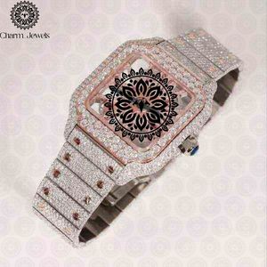 Montre de luxe pour homme Charm Jewels en acier inoxydable, boîtier incrusté de diamants, mouvement mécanique, cadran 40 mm, bracelet 20 mm, étanche 10 bars - Product Image 1