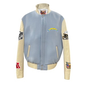 Veste universitaire en laine et cuir Los Angeles Chargers bleu ciel - Product Image 1