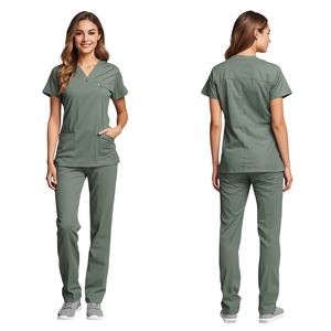 Ensemble de blouses d'infirmière vert sauge pour femmes, best-seller, avec poche utilitaire, vêtements de travail médicaux - Product Image 1