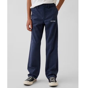Pantalon chino scolaire pour garçons et filles, 98% coton, 2% élasthanne, boutons ajustables - Product Image 1