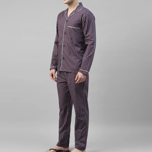 Vêtements de nuit pour hommes de haute qualité, luxueux, personnalisables, à manches longues, 100% coton, respirants, unis, matière solide - Product Image 3
