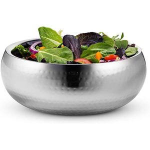 Bol à punch de luxe en laiton argenté, fait main, en acier inoxydable sur pied, élégant, vaisselle décorative, saladier à fruits - Product Image 6