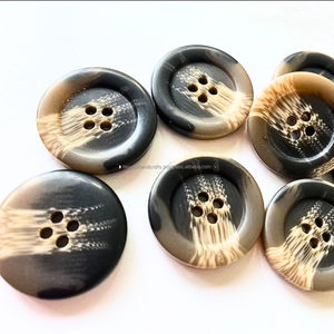 Botones de Cuerno de Búfalo Negro con Tono Blanco Natural, Ágata de Lujo de la India - Product Image 3