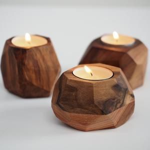 Portavelas rústico con base de madera impresa para el hogar, bodas, festividades, soporte de velas personalizado para decoración de mesa y uso en aromaterapia. - Product Image 5