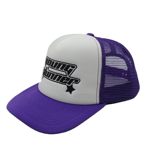 Young Gunner Mesh Trucker <b>Hat</b> <b>Purple</b> White Embroidery Logo Adjustable 6-Panel Street Style Cap - Product Image 3
