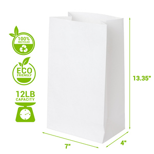 ถุงกระดาษใส่อาหารกลางวันสีน้ำตาลขนาดเล็กขนาด12ปอนด์7x4x13.25นิ้วถุงกระดาษสีขาวพร้อมวัสดุรีไซเคิลสำหรับใช้ในครัวเรือน - Product Image 2