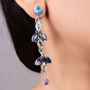 Boucles d'oreilles pendantes multiples en argent oxydé pour femmes, MOQ disponible |   Ventes en cours, stock disponible, livraison rapide, prix direct usine - Product Image 2