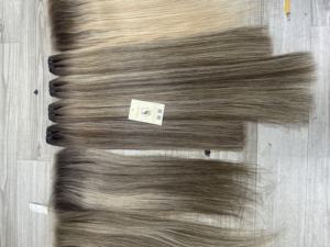 Vente en gros noeuds décolorés naturels de haute qualité 100% cheveux vietnamiens bruts 5x5 HD fermeture cheveux bruns blonds - Product Image 5