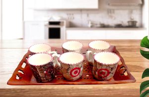 Wooden <b>Serving</b> Tray/Tray Tray <b>Set</b> Sheesham Wood in for <b>Serving</b> Cups, Glasses, Snaks Pure Swalnut Wood, - Product Image 2