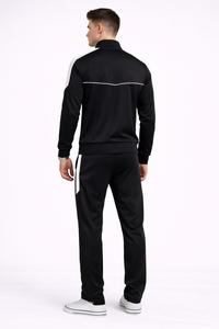 Ensemble de survêtement sportif noir haut de gamme pour homme avec empiècements contrastés, conçu pour la performance, le confort et un style athlétique moderne - Product Image 3