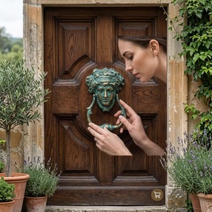 Traditional Cast <b>Iron</b> Door Knocker with Greek Face Design Durable Waterproof Eco-Friendly Outdoor Use Entry Hardware - Product Image 3