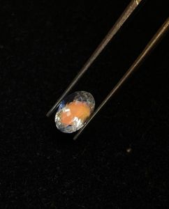 Piedra lunar arcoíris facetada, suelta, natural, naranja fuego, corte ovalado. - Product Image 2