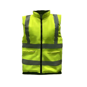 Gilet de sécurité multi-poches à fermeture éclair en polyester fluorescent certifié CE, coupe-vent, réfléchissant, pour travaux de construction - Product Image 4