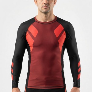 Camiseta de compresión de manga larga para hombre, con estampado por sublimación, de secado rápido, color gris, para MMA - Product Image 3
