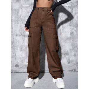 กางเกงยีนส์คาร์โก้สไตล์เกาหลีสีน้ำตาล Y2K สำหรับผู้หญิง เอวสูง ทรงหลวม ยืดได้ มีกระเป๋าหลายช่อง สไตล์ลำลอง สตรีทแวร์ แฟชั่น ไซส์ 26 ถึง 40 - Product Image 1
