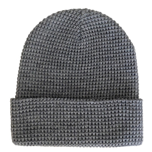 Whole Sale Classic Charcoal Grey Waffle Knit Beanie <b>Hat</b> Warm Stretch <b>Thermal</b> Winter Skull Cap with Folded Cuff for Men - Product Image 1