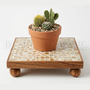 Soporte de Madera Premium con Incrustaciones de Nácar, Pedestal Vintage Vietnamita para Baño y Maquillaje, para Almacenamiento de Cosméticos y Botellas - Product Image 4
