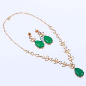 Zeesha Gold Plated Moissanite <b>Bridal</b> <b>Jewelry</b> <b>Set</b> with Zircon Earrings - Product Image 4
