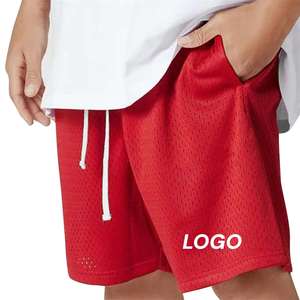 Shorts de basket-ball en mesh double ligne personnalisables avec cordon de serrage, couleur unie, pour homme, idéal pour la gym – Conception gratuite - Product Image 3