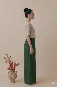 Robe longue pour femme, col en V, manches mi-longues, coupe droite, couleur unie, style vintage, respirante, pour soirée d'été, design personnalisé - Product Image 4