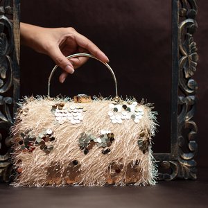 Elegant Black Blue <b>Sequins</b> Party Clutch Fabric Evening <b>Bag</b> for Women Wedding and Festive Occasions - Product Image 1