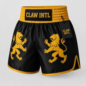 กางเกงขาสั้น CLAW INTL MMA สีดำทอง ขอบเอวยางยืด สำหรับผู้ใหญ่ ระบายอากาศได้ดี แห้งเร็ว โพลีเอสเตอร์ ทรงปกติ - Product Image 3