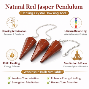 Offre Spéciale – Pendule d'amour en jaspe rouge naturel poli, pierre de guérison pour la radiesthésie, le Reiki, la méditation des chakras et la divination – Vente en gros - Product Image 3