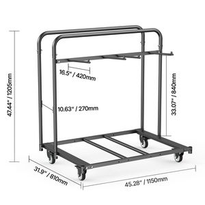 "Hotel Trolley Folding Chair Rack 400 LBS Capacity Heavy Duty <b>Swivel</b> 5 <b>Tables</b>+14 Chairs Chair Storage Dolly Chair Holder" - Product Image 4